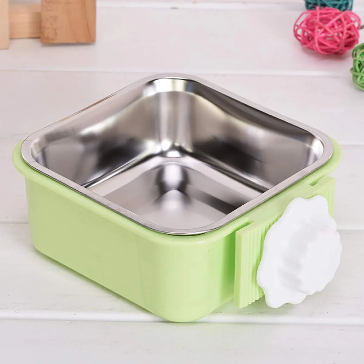 Luck Dawn Crate Dog Bowl, Stainless Steel Removable Hanging Food Water Bowl Crate Coop Cup,Pet Cage Bowls with Bolt Holder for Dog, Puppy, Cat, Rabbit, Bird,Small Animals