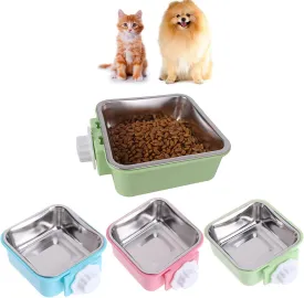 Luck Dawn Crate Dog Bowl, Stainless Steel Removable Hanging Food Water Bowl Crate Coop Cup,Pet Cage Bowls with Bolt Holder for Dog, Puppy, Cat, Rabbit, Bird,Small Animals