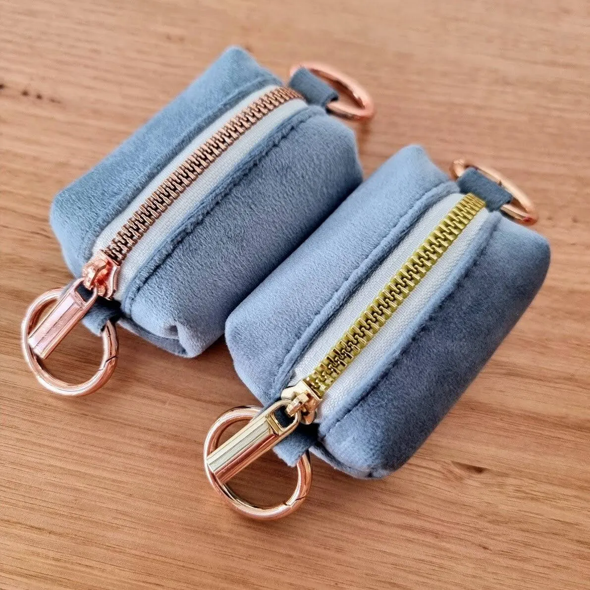 Luxe velvet blue dog poop bag holder