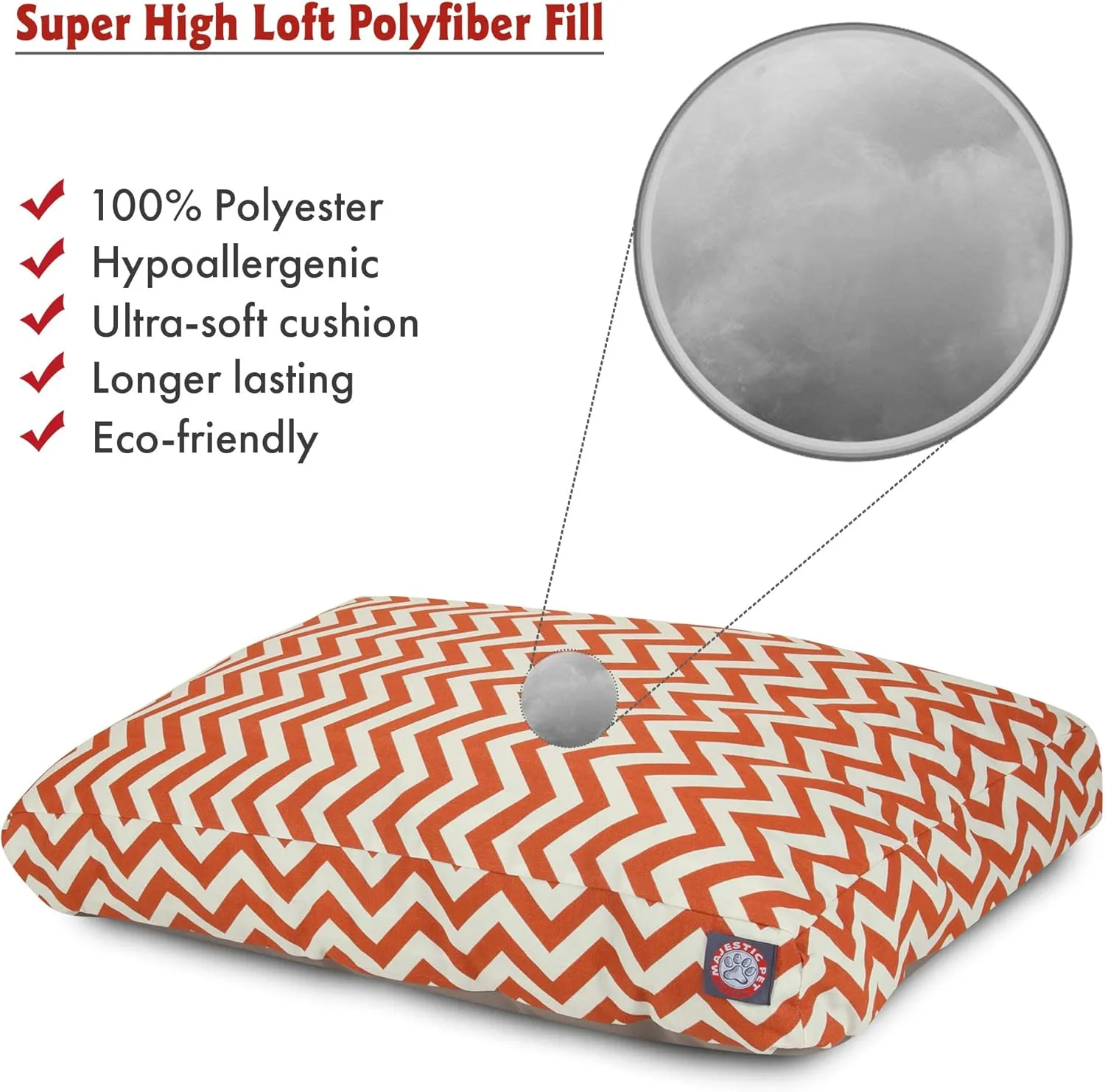 Majestic Pet Chevron Rectangle Dog Bed Washable  Non Slip Comfy Pet Bed  Crate Bed with Removable Washable Cover  Kennel Bed for Sleeping, Polyester Fiber, X-Large, Burnt Orange