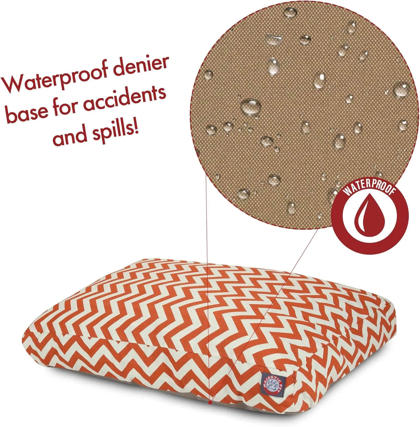 Majestic Pet Chevron Rectangle Dog Bed Washable  Non Slip Comfy Pet Bed  Crate Bed with Removable Washable Cover  Kennel Bed for Sleeping, Polyester Fiber, X-Large, Burnt Orange