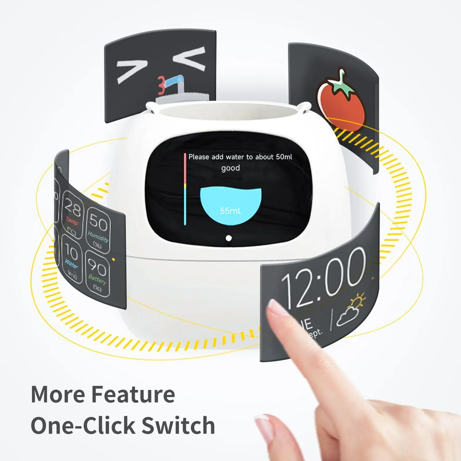 Masdio Smart Flowerpots, with Artificial Intelligence, Time Temperature Display, and Numerous Expressive Animations Based On The Environment, for Indoor Decoration, Gifts(Pink)