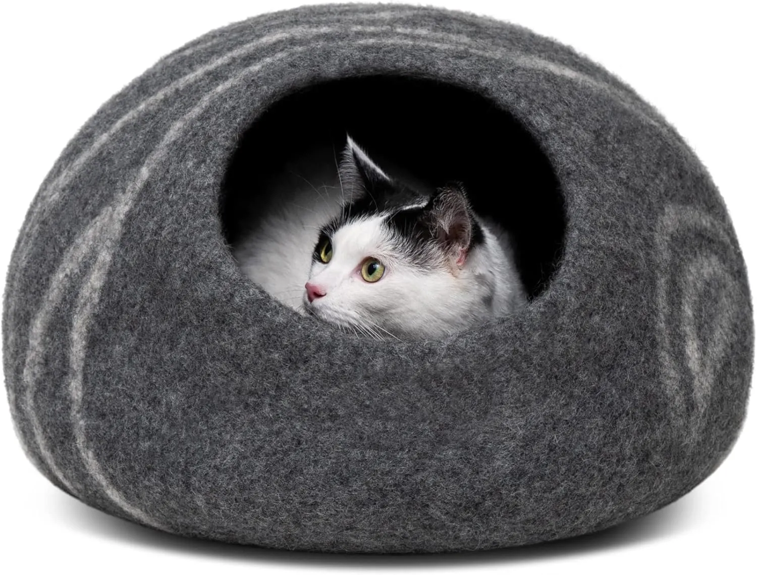MEOWFIA Cat Cave  Premium Felt Cat Bed for Indoor Cats, Handmade 100% Merino Wool (Dark Shades) (Medium, Dark Grey)