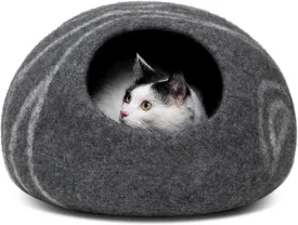 MEOWFIA Cat Cave  Premium Felt Cat Bed for Indoor Cats, Handmade 100% Merino Wool (Dark Shades) (Medium, Dark Grey)