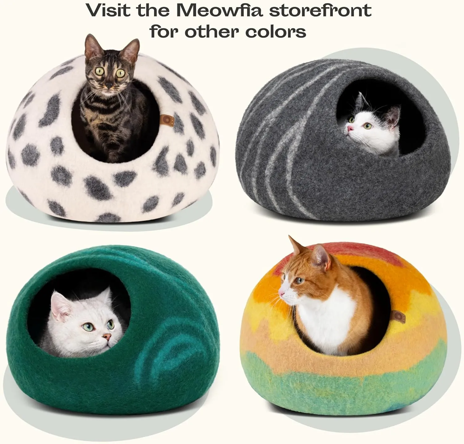 MEOWFIA Cat Cave  Premium Felt Cat Bed for Indoor Cats, Handmade 100% Merino Wool (Dark Shades) (Medium, Dark Grey)