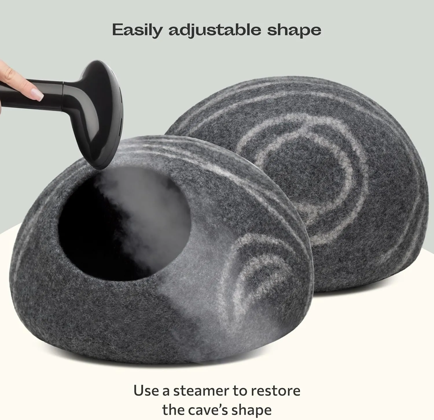 MEOWFIA Cat Cave  Premium Felt Cat Bed for Indoor Cats, Handmade 100% Merino Wool (Dark Shades) (Medium, Dark Grey)