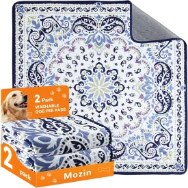 Mozin Washable Pee Pads for Dogs, 2 Pack Super Absorbent Reusable Puppy Pads Waterproof, Leak-Proof & Non-Slip Whelping Pad for Potty Training, Playpens, Crates, Floors, Beds, and Couches 18"x24"