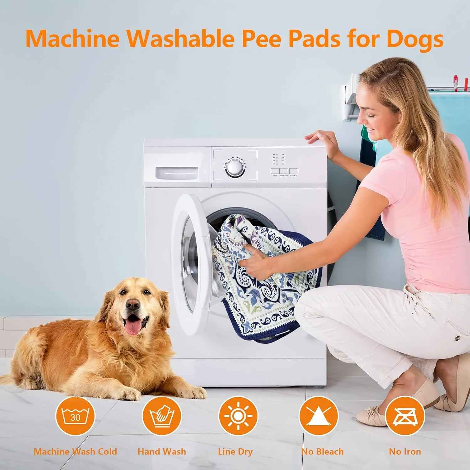 Mozin Washable Pee Pads for Dogs, 2 Pack Super Absorbent Reusable Puppy Pads Waterproof, Leak-Proof & Non-Slip Whelping Pad for Potty Training, Playpens, Crates, Floors, Beds, and Couches 18"x24"