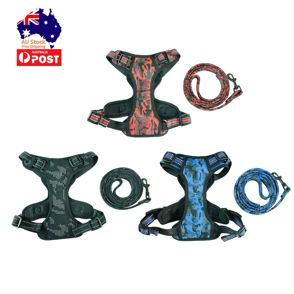 No Pull Dog Harness Leash Set Adjustable Reflective Pet Vest Lead Puppy XS S M L