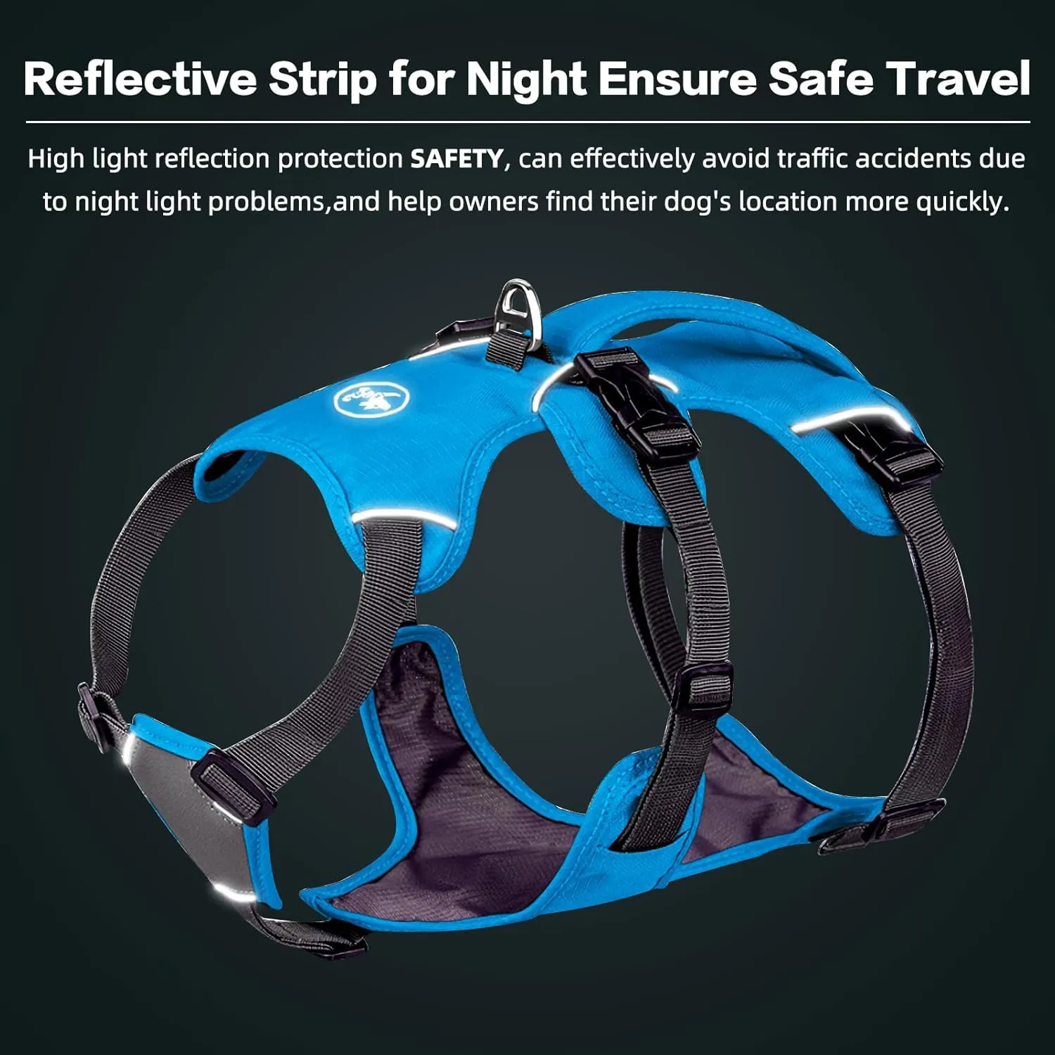 No-Pull Dog Harness, Reflective Waterproof Harness with Easy Control Handle for Safe Walking, Adjustable Dog Vest Harness for Large Medium Small Dog, Breathable Pet Harness with Leash Set