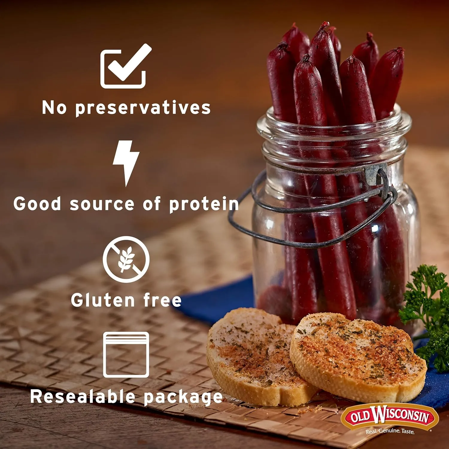 Old Wisconsin Natural Cut Turkey Sausage Snack Sticks, Naturally Smoked, Ready to Eat, High Protein, Low Carb, Keto, Gluten Free, No Preservatives or Nitrates, 6 Ounce