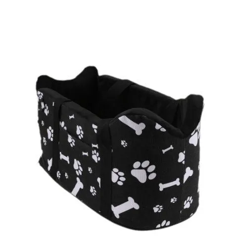 Paws & Bones Print Pet Travel Carrier for Cars – Safe, Portable with Leash & Removable Zipper head
