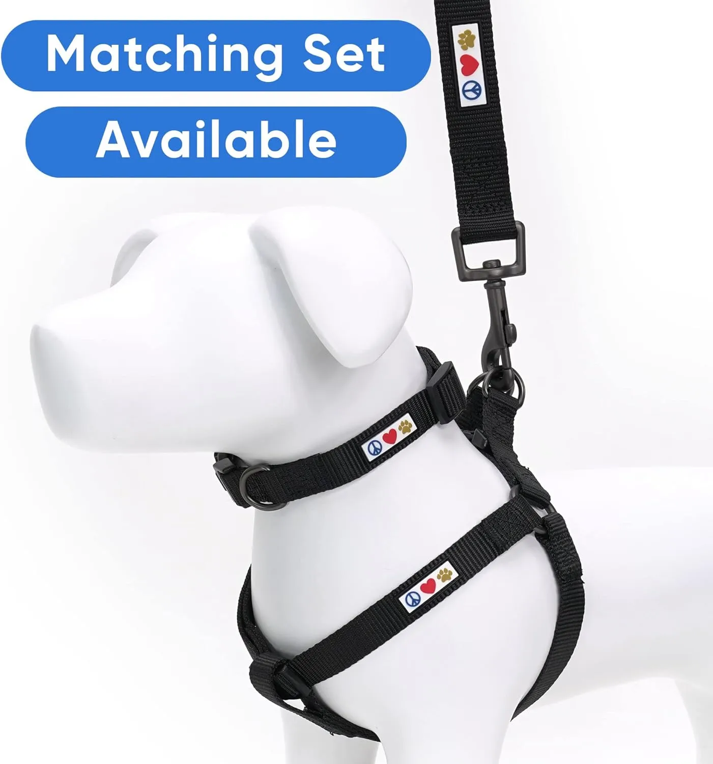 Pawtitas Step-in Dog Harness Solid Color Vest for Training & Walking, Puppy & Small Dog Black Onyx