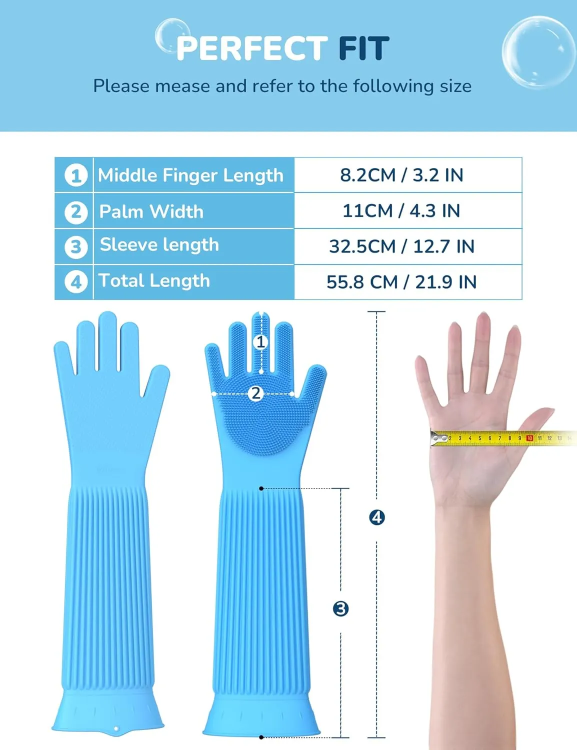Pecute Extended Pet Grooming Gloves, Heat Resistant Cat Bathing Gloves with High-Density Teeth, Silicone Dog Bathing Gloves with Enhanced Five Finger Design, for Washing, Bathing, and Massaging