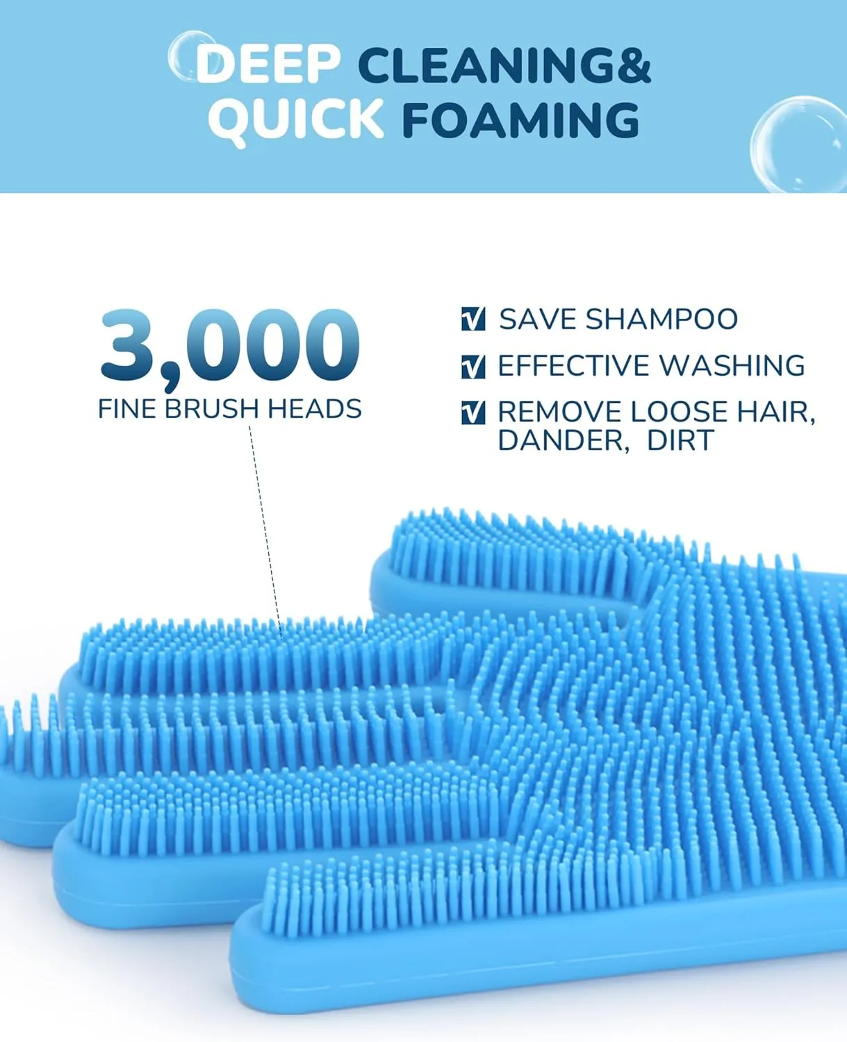 Pecute Extended Pet Grooming Gloves, Heat Resistant Cat Bathing Gloves with High-Density Teeth, Silicone Dog Bathing Gloves with Enhanced Five Finger Design, for Washing, Bathing, and Massaging
