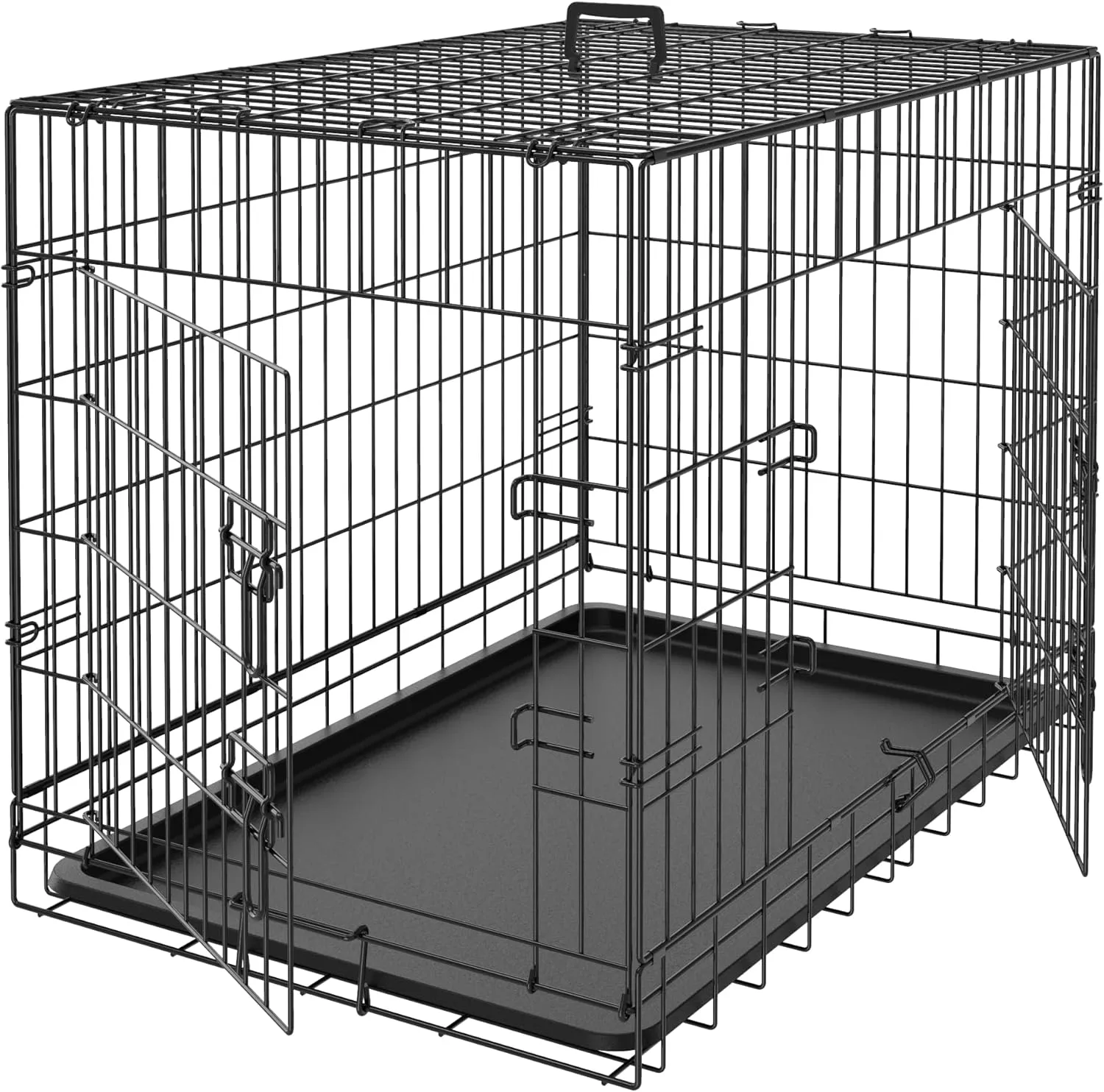 Pet Republic Dog Crates for Large Dogs Folding Metal Wire Dog Gage Double Door 30/36/42Inches Dog Kennel Indoor Outdoor Pet Grates