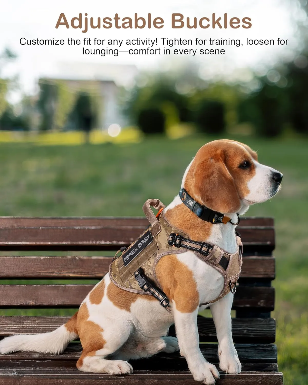 PETNANNY Tactical Dog Harness Reflective with ID Card,Service Dog Vest Harness for Medium Large Dogs,Emotional Support Vest with Padded Handle2 Reflective Patches for Training HuntingDesert Camo,L