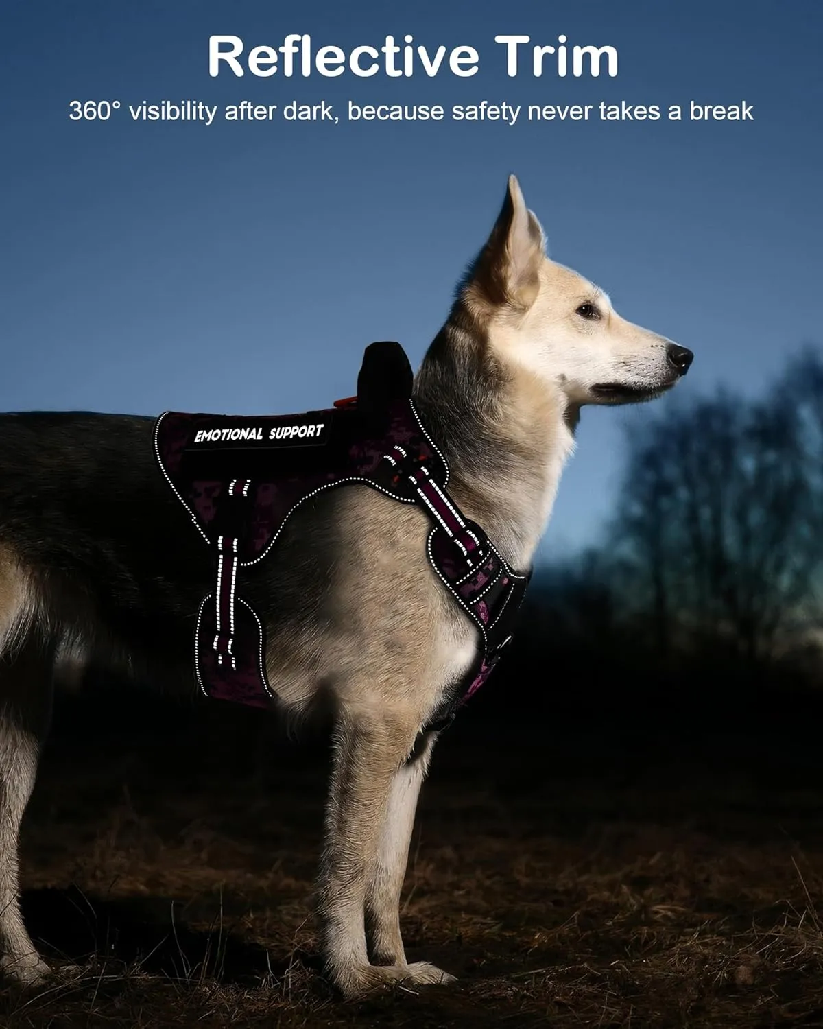 PETNANNY Tactical Dog Harness Reflective with ID Card,Service Dog Vest Harness for Medium Large Dogs,Emotional Support Vest with Padded Handle2 Reflective Patches for Training HuntingDesert Camo,L