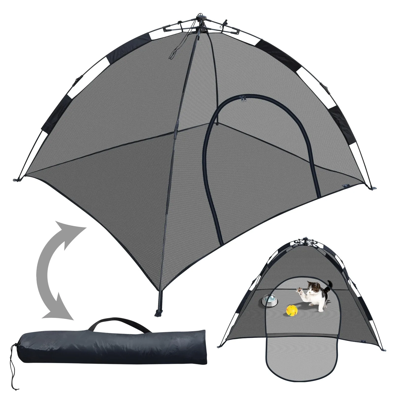 Portable Pet Fun House Cat Dog Playpen Feline Funhouse Outdoor Mesh Tent Foldable Exercise Tent with Carry Bag