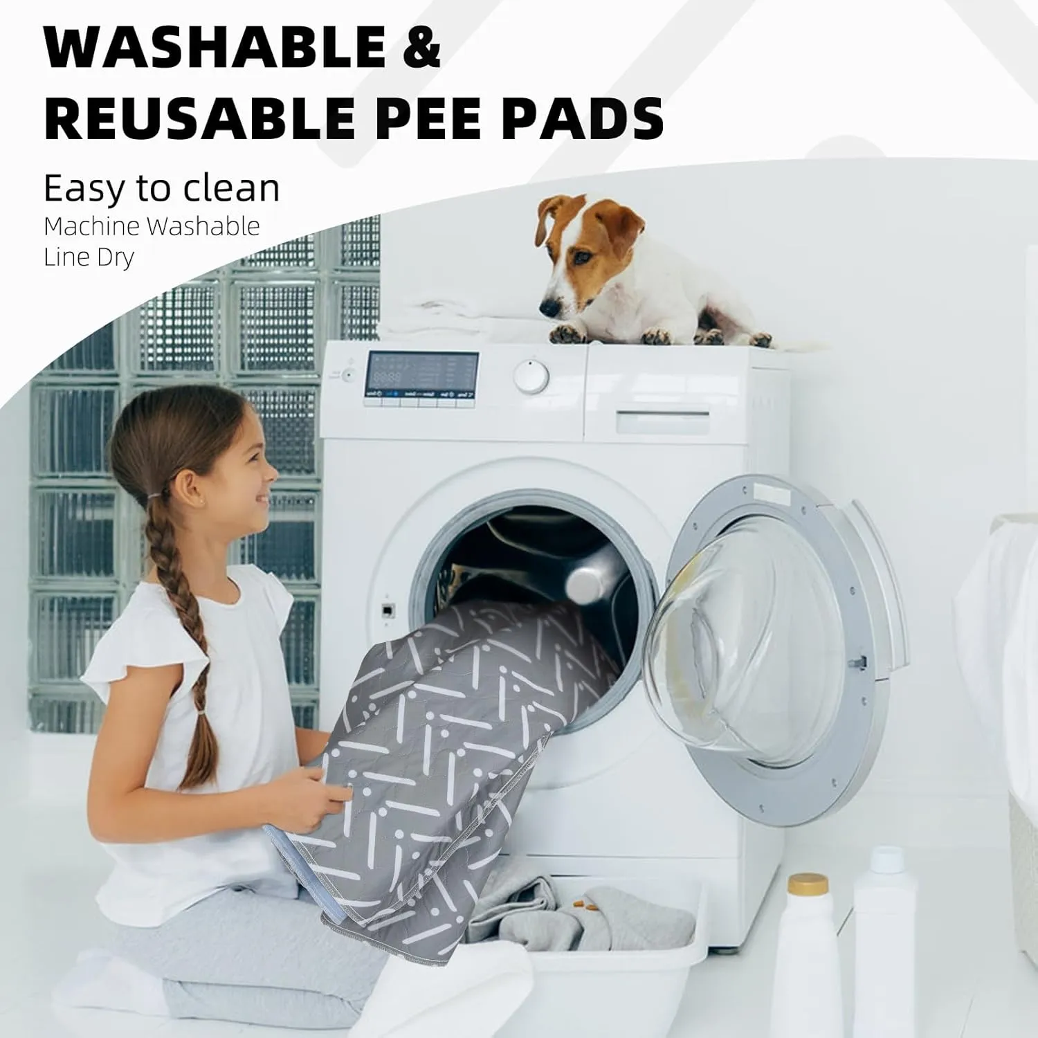 PUPTECK Reusable Dog Pee Pads Washable - Waterproof Puppy Potty Training Pads Whelping Mat, Fast Liquid Absorbing Non-Slip Pet 36" x 41"