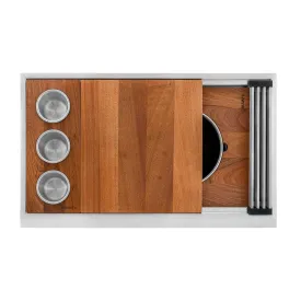 Ruvati 33-inch Workstation Two-Tiered Ledge Kitchen Sink Apron-Front 16 Gauge Stainless Steel – RVH9222