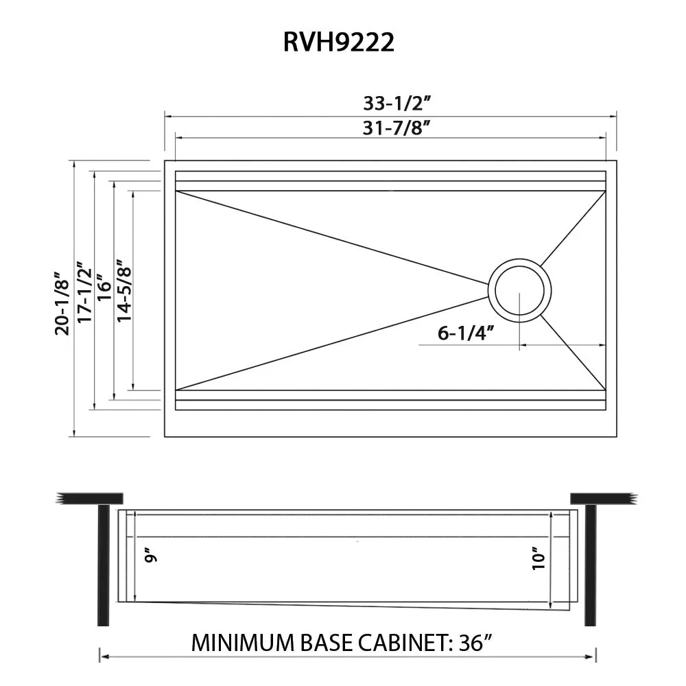 Ruvati 33-inch Workstation Two-Tiered Ledge Kitchen Sink Apron-Front 16 Gauge Stainless Steel – RVH9222
