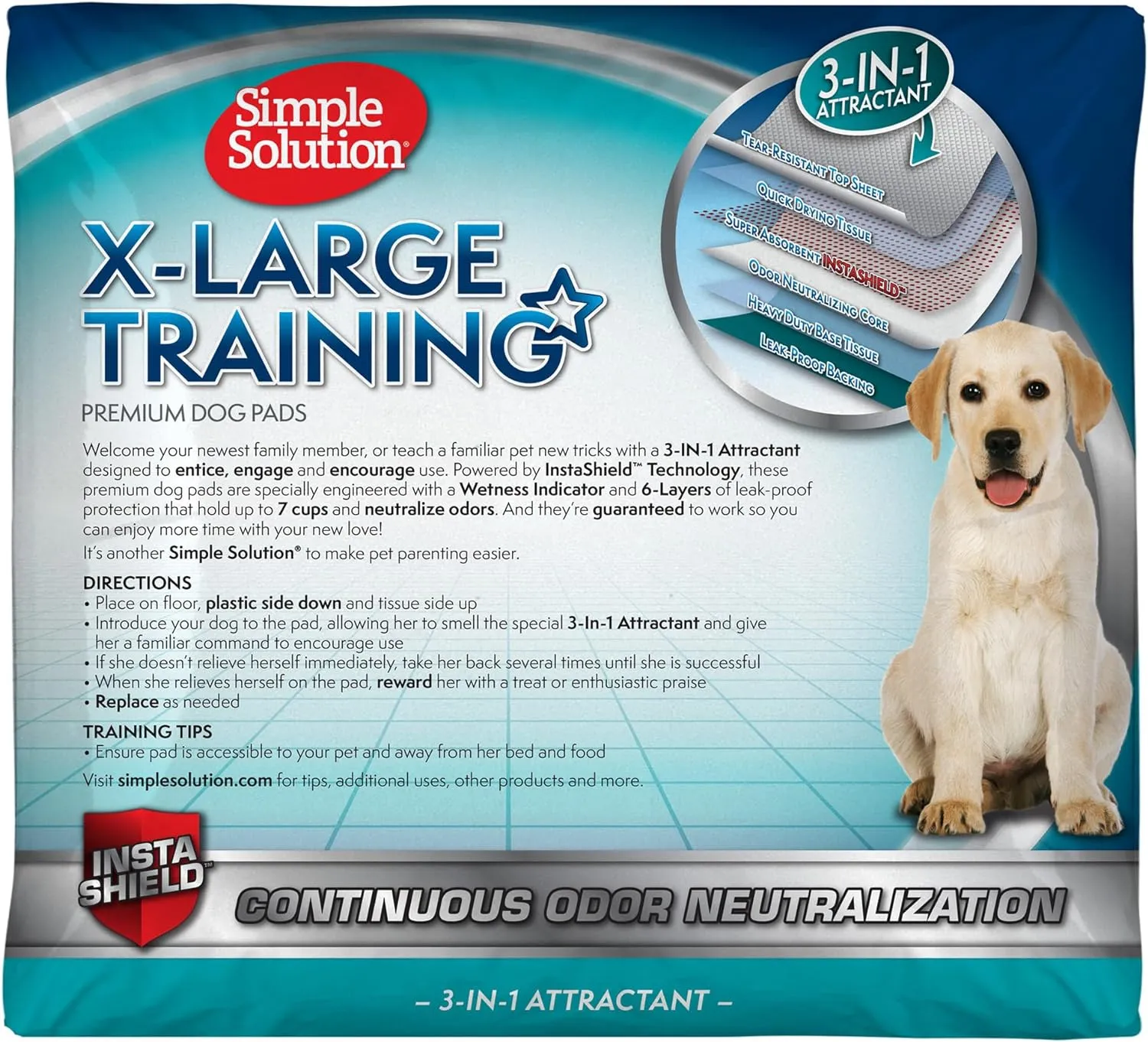 Simple Solution Extra Large Puppy Training Pads  Leak-Proof Disposable Pee Pads for Dogs with Incontinence  Absorbent with Odor Control  28 x 30 Inches  200 Count