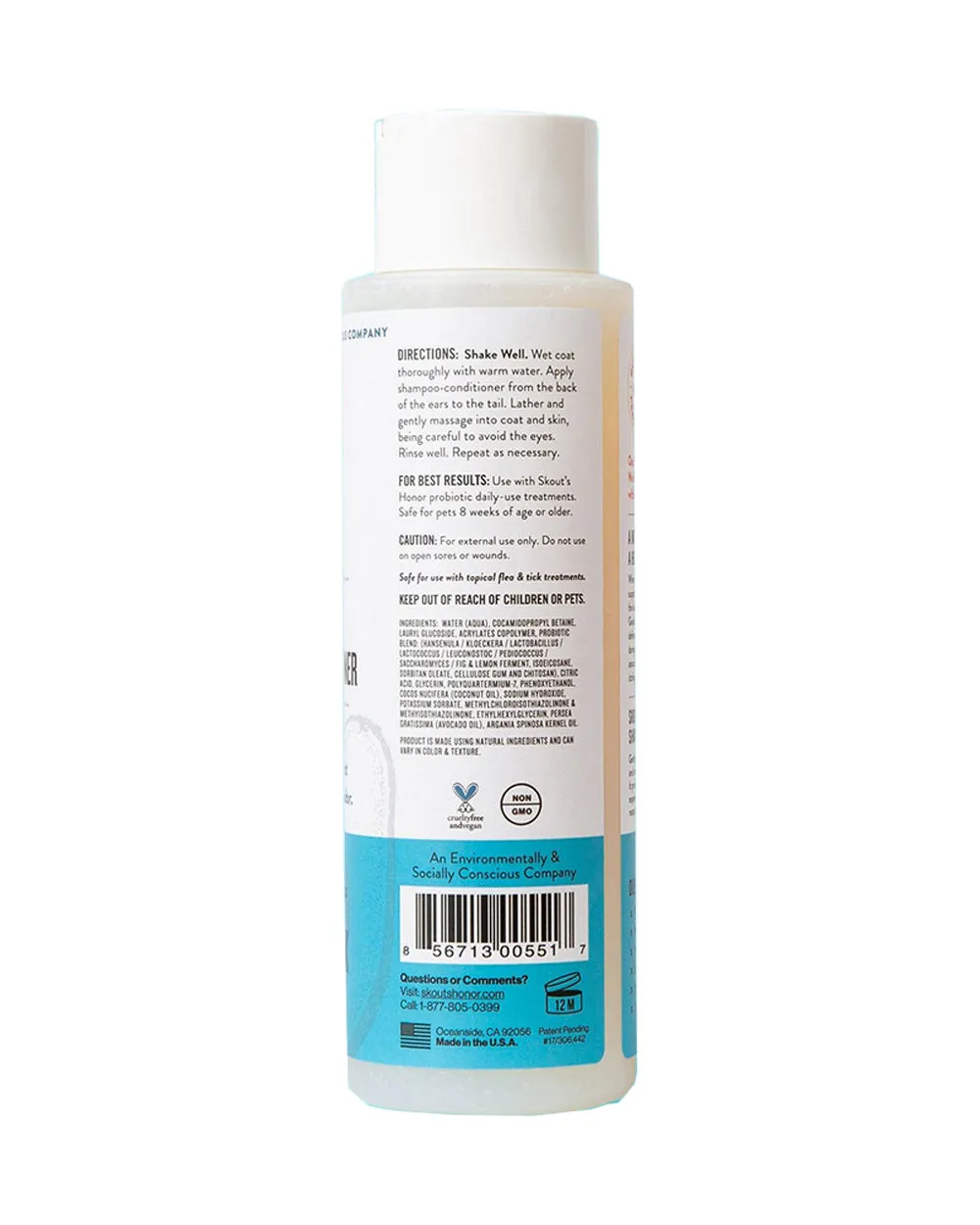 Skouts Honor 475ML Probiotic Shampoo Plus Conditioner Unscented Grooming