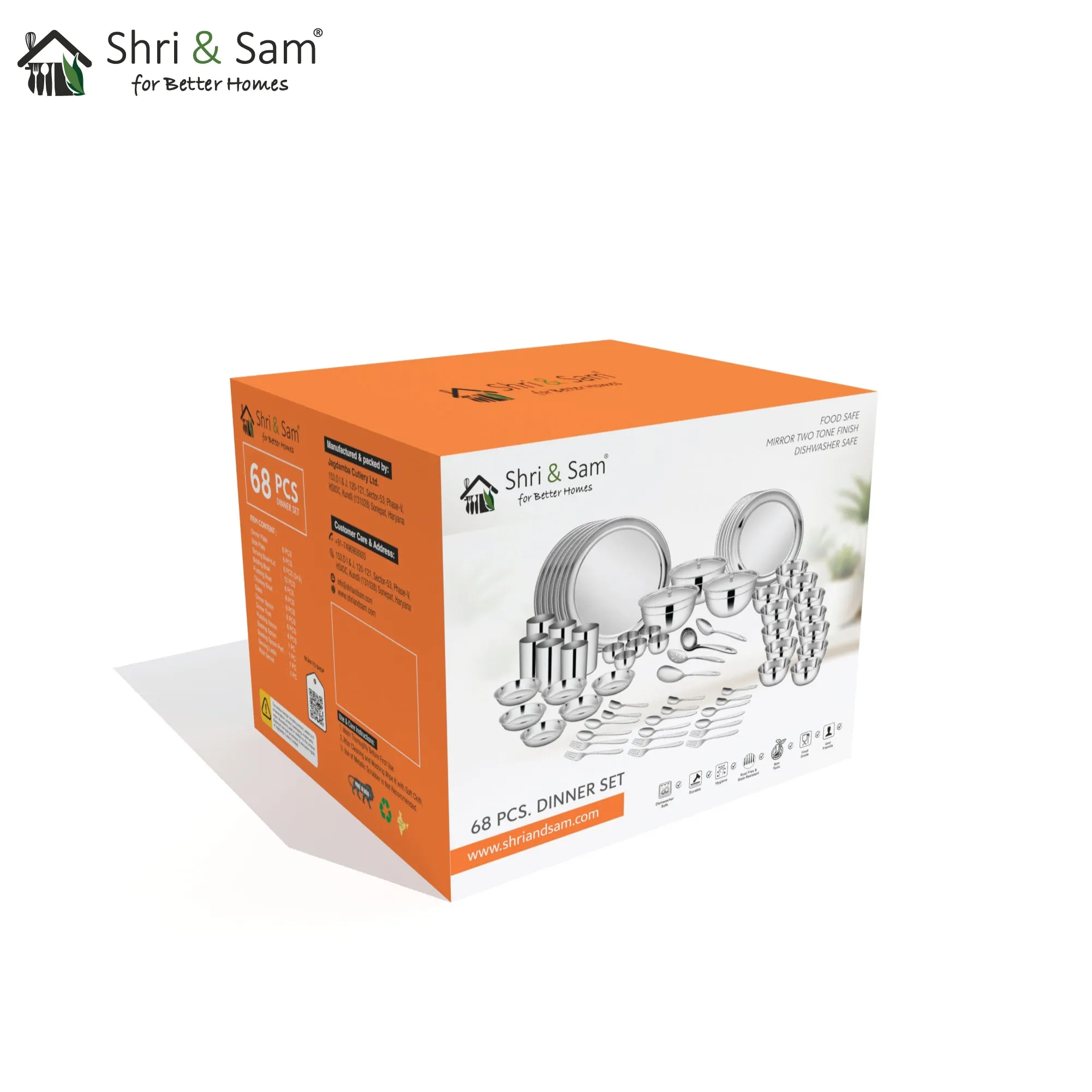 Stainless Steel 68 PCS Dinner Set (6 People) Shagun