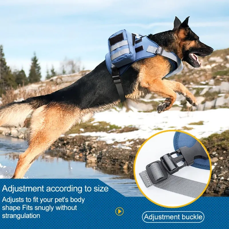 Tactical Dog Harness Nylon Adjustable Reflective Dog Harness With Handle And 2 Pouches