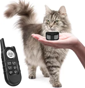 Tiniest Cat Shock Collar, Lightest Cat Training Collar with Remote for Small Cats 5-15lbs & Medium Large Cats/Puppies, Waterproof, Rechargeable, 1300ft RangeWhite Black Dot