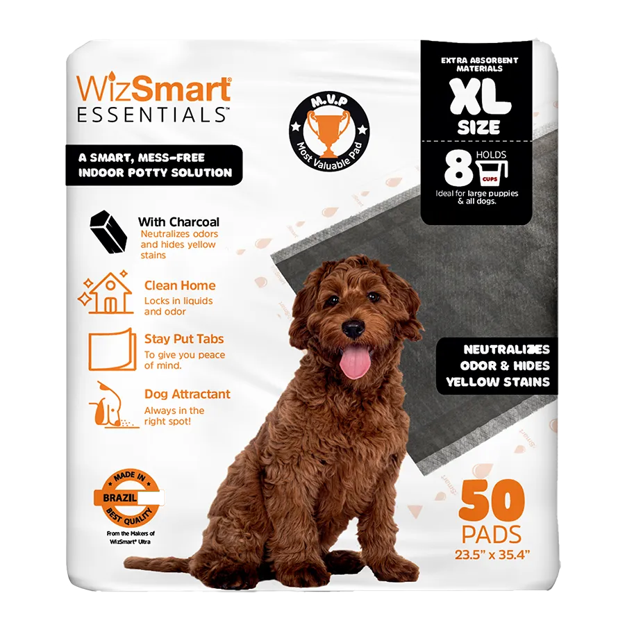 Wizsmart Essentials Dog Pee Pads Charcoal XLarge (XL 50 Ct)